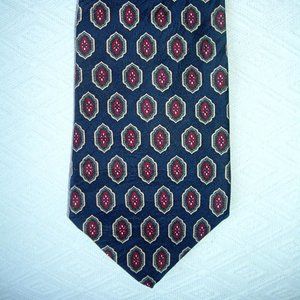 Crooks & Creed London navy blue red white silk tie classic